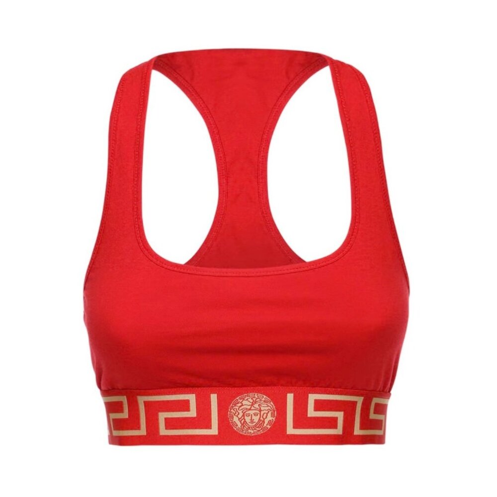 Versace Stretch Cotton Jersey Bra Top Red